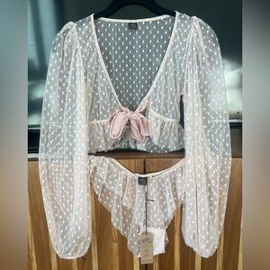 NWT pink polka dot lingerie set